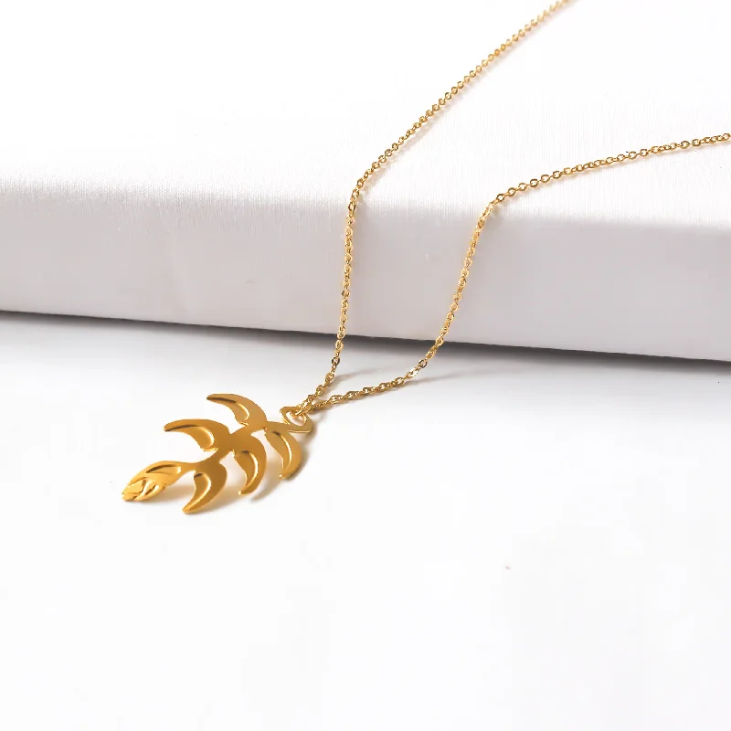 Layered Chain Pendant Necklace-Heliconia Necklace