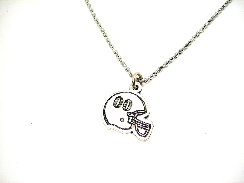 Custom Name Necklace for Gift-Football Helmet Choose Your Number - 20" Stainless Steel Rope Necklace