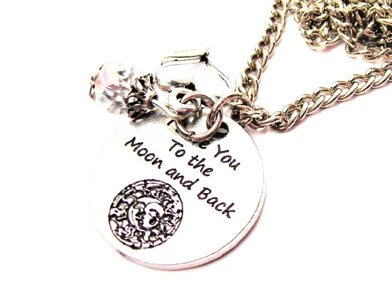 Luxury Diamond Necklace-Celestial I Love You To The Moon And Back Necklace with Small Heart