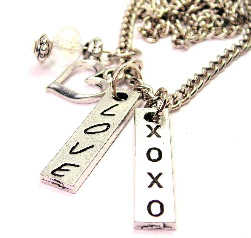 Unique Chain Necklace for Women-Love Xoxo Long Tab Necklace with Small Heart