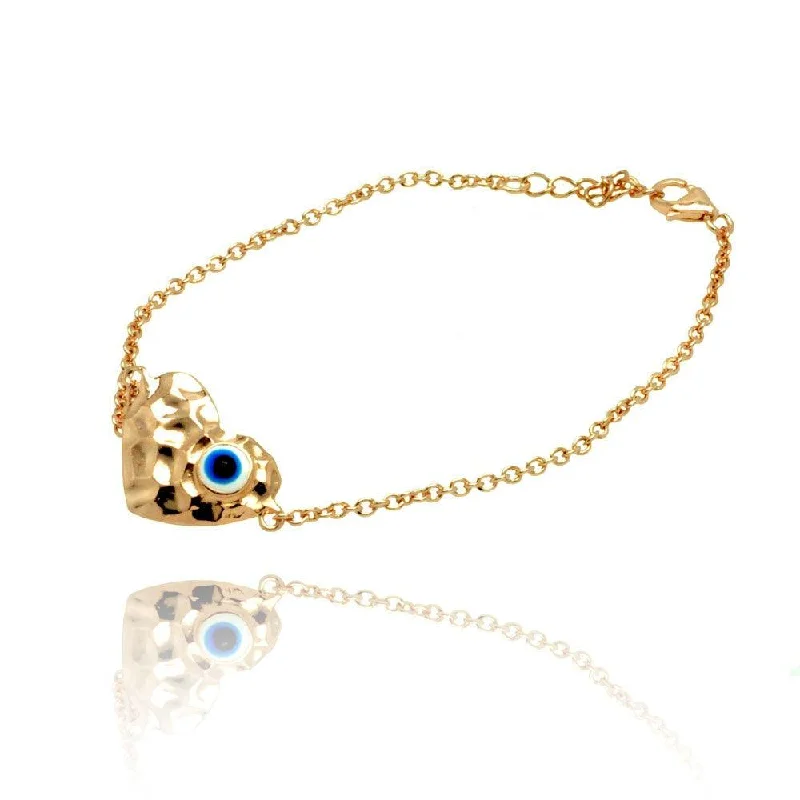 Pearl and Crystal Bracelet-Silver 925 Gold Plated Evil Eye Heart CZ Bracelet - BGB00136