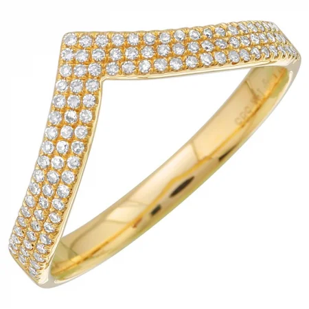 Men’s Gold Signet Ring-Pave V Ring