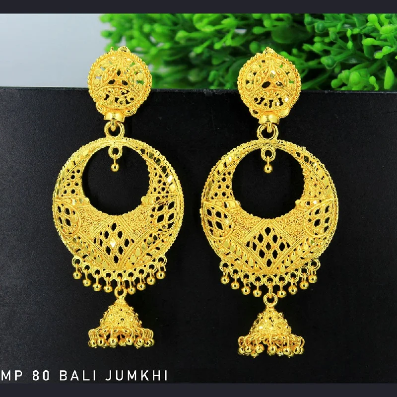 Statement Earrings for Women-Mahavir Forming Gold Plated Dangler Earrings  - MP 80 Bali Jumkhi