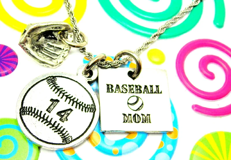 Gold Coin Necklace-Baseball Mom Necklace With Custom Jersey Number