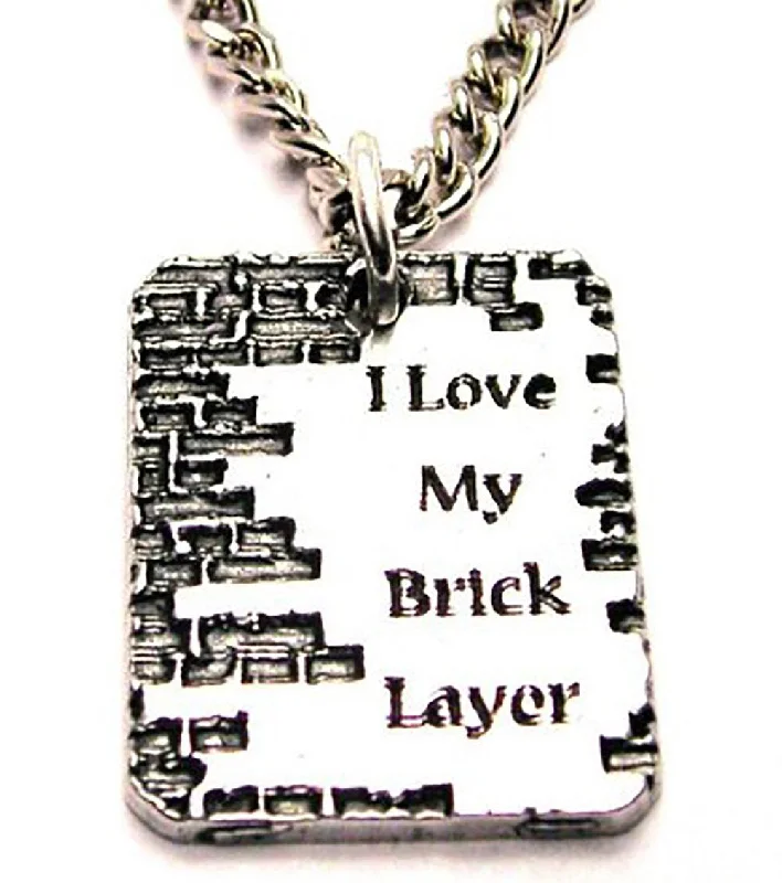 Vintage Diamond Necklace-I Love My Brick Layer Single Charm Necklace