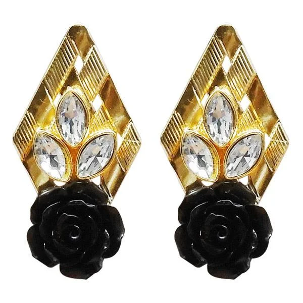 Geometric Stud Earrings-Kriaa Resin Stone Gold Plated Floral Dangler Earring - 1311403F