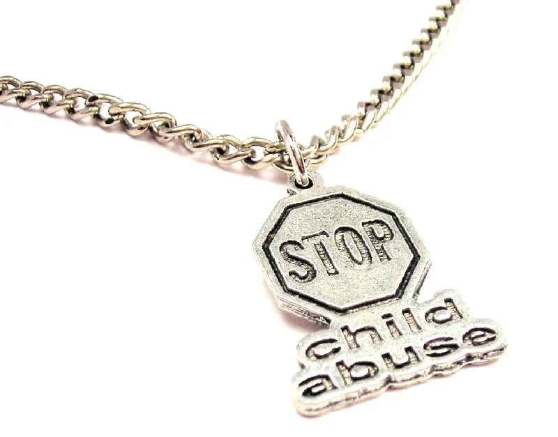 Fashionable Choker Necklace-Stop Child Abuse Single Charm Necklace