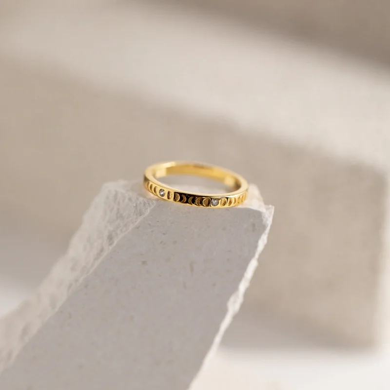 Adjustable Gold Ring-Augustine Moon Phase Ring