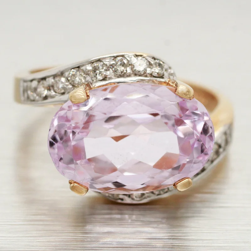 Two-Tone Engagement Ring-John C Rinker JCR Amethyst Ring - 14k Yellow Gold & Diamond Accents