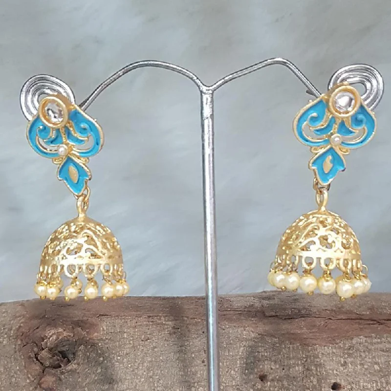 Red Gem Earrings-Shreeji Gold Plated Meenakari Earrings