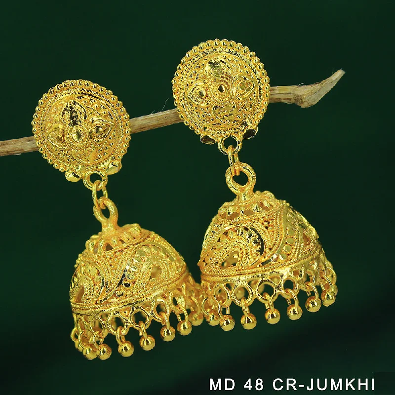 Enamel Earrings-Mahavir Dye Gold Jhumki Earrings