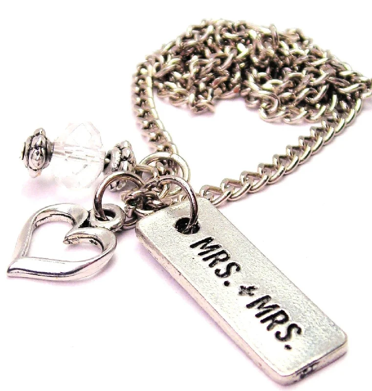 Heart Shaped Necklace-Mrs. And Mrs. Tab Necklace with Small Heart