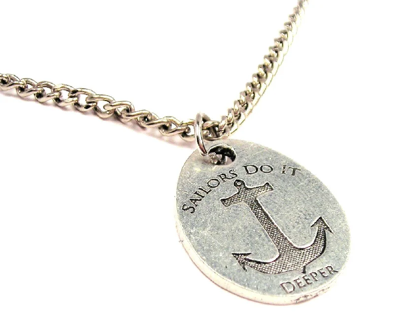 Dainty Gold Necklace-Sailors Do It Deeper Single Charm Necklace