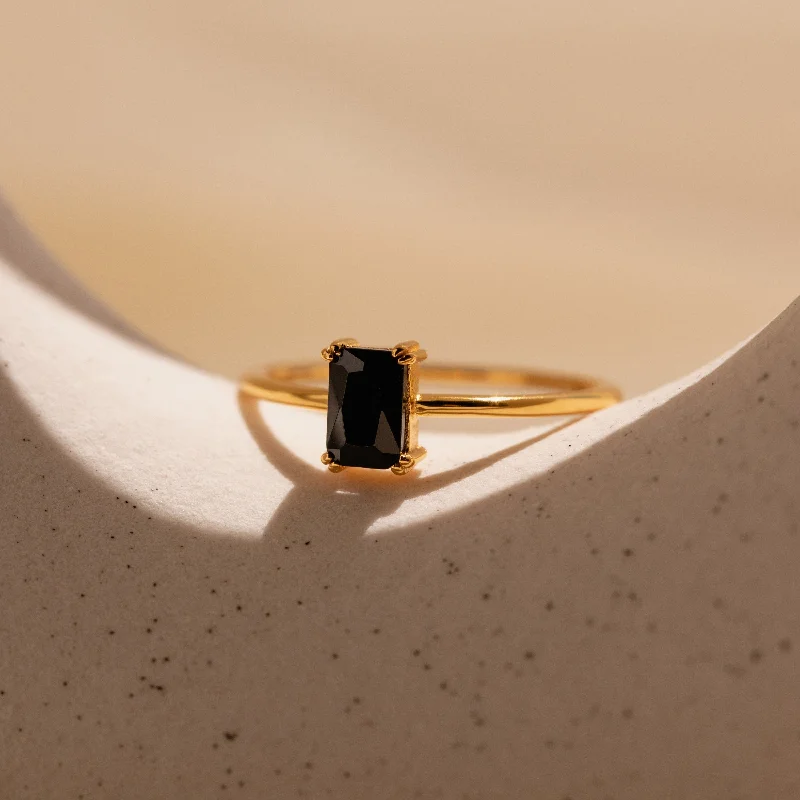 Unique Sterling Silver Ring-Black Emerald Ring