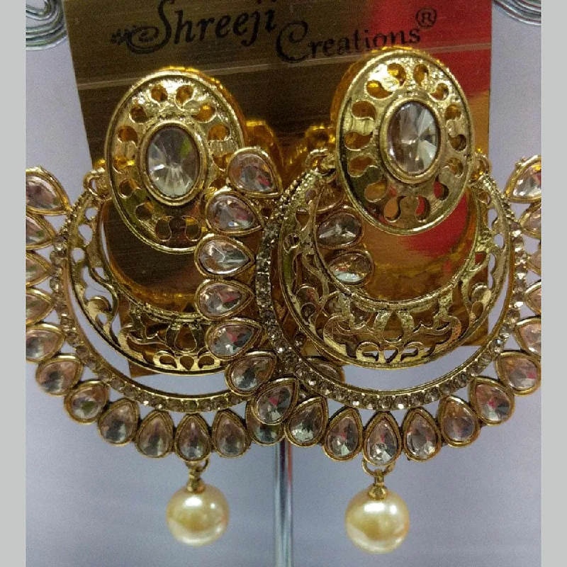 Colorful Hoop Earrings-Shreeji Austrian Stone Gold Plated Dangler Earrings-ShreejiEar12