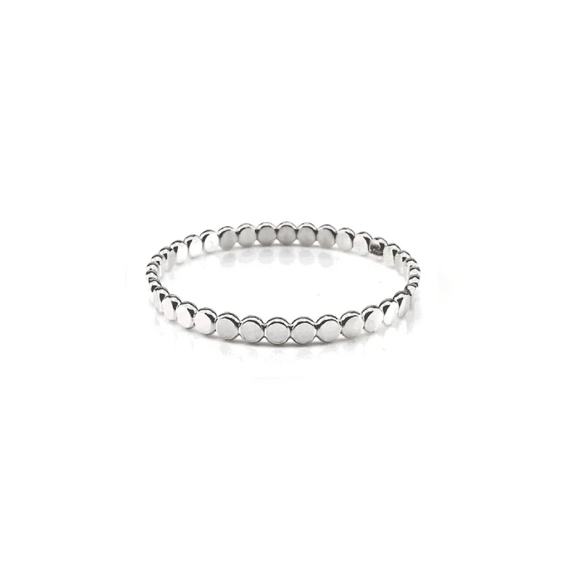 Personalized Couples Ring-Silver Beaded Stacking Ring