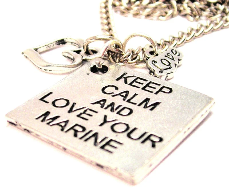 Choker Necklace for Women-Keep Calm And Love Your Marine Little Love Necklace