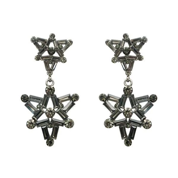 Diamond Dangle Earrings-Yoona Black Austrian Stone Oxidised Dangler Earring - 1307711B