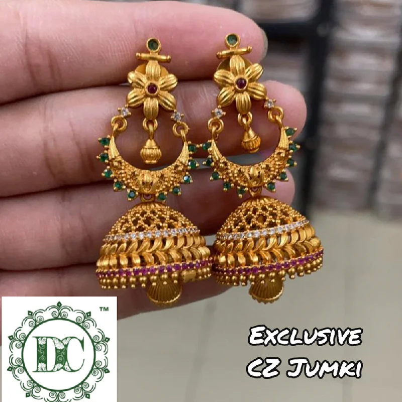 Antique Style Earrings-Diksha Collection Gold Plated Austrian Stone Jhumkis Earrings