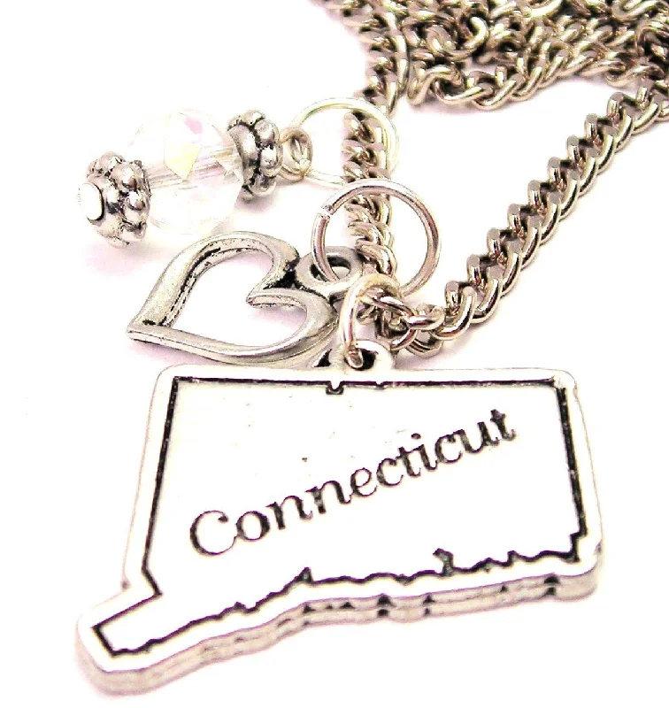 Custom Letter Necklace-Connecticut Necklace with Small Heart