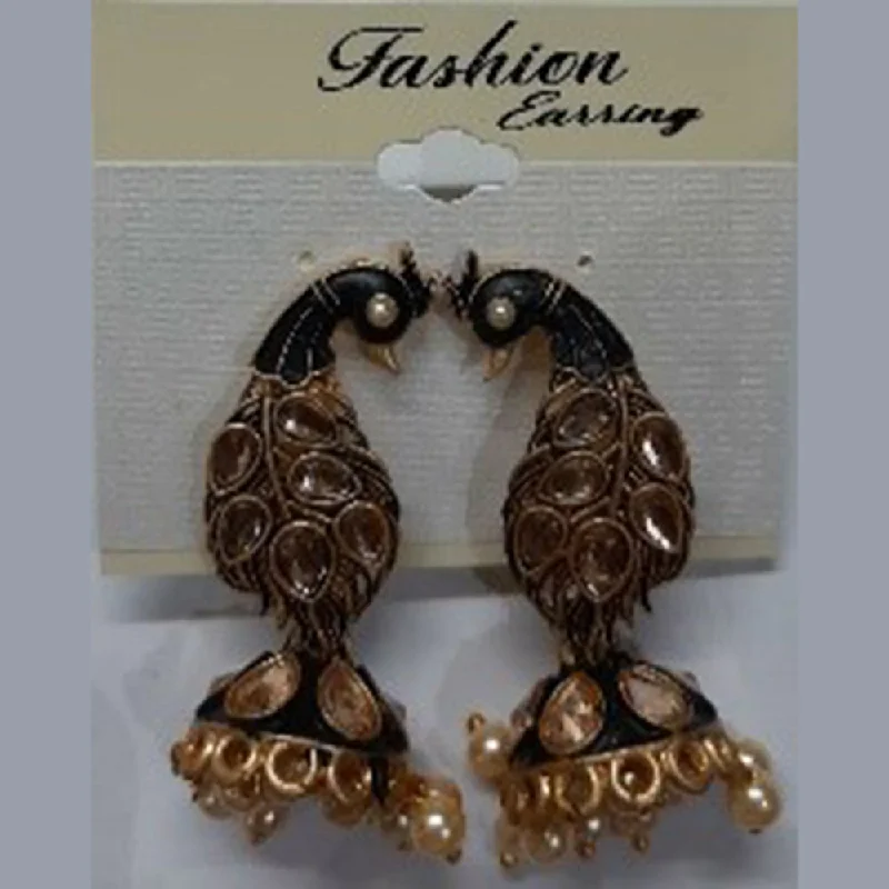 Small Hoop Earrings-Infinity Jewels Gold Plated Peacock Jhumki Earrings