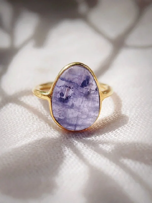 Thin Gold Ring for Women-Statement Tanzanite Ring - Kila