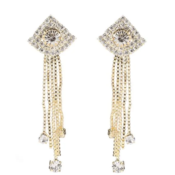 Retro Crystal Earrings-Tip Top Fashions Austrian Stone Gold Plated Dangler Earrings - 1306101