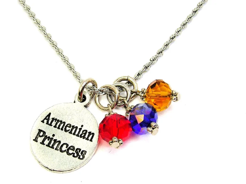 Large Pendant Gold Necklace-Armenian Princess Stainless Steel Rope Chain Necklace