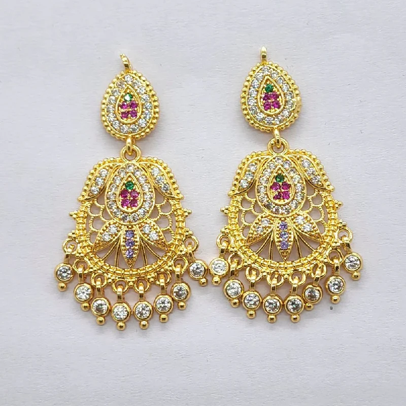 Classic Pearl Earrings-Raiyaraj Gold Plated American Diamond Micro Plating Pack of 3 Dangler Stylish Earrings