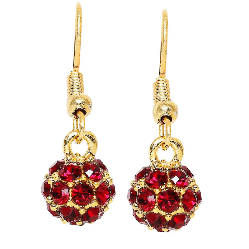 Party Earrings-Mahi Royal Sparklers Red Crystals Ball Earrings for Women (ER1109760GRed)