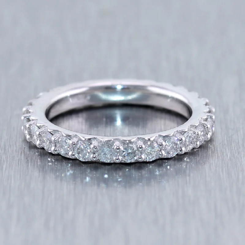 Custom Engagement Ring with Birthstone-14k White Gold 1.00ctw Diamond Eternity Wedding Band Ring