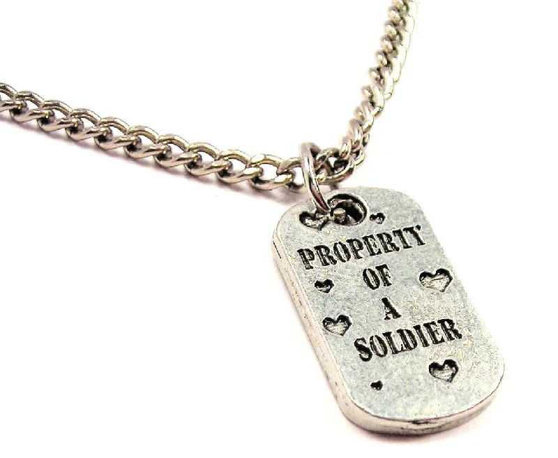 Elegant Choker Necklace-Property Of A Solider Single Charm Necklace