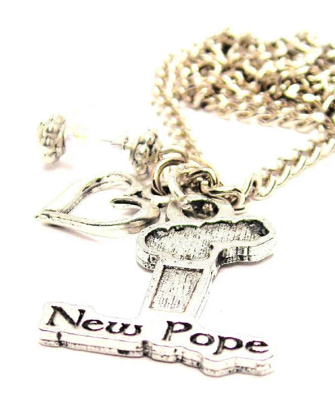 Luxury Pendant Necklace-New Pope Smoke Stack Necklace with Small Heart