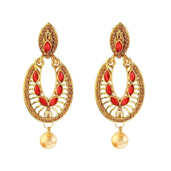 Butterfly Earrings for Women-Kriaa Kundan Pearl Drop Gold Plated Dangler Earring - 1307408A