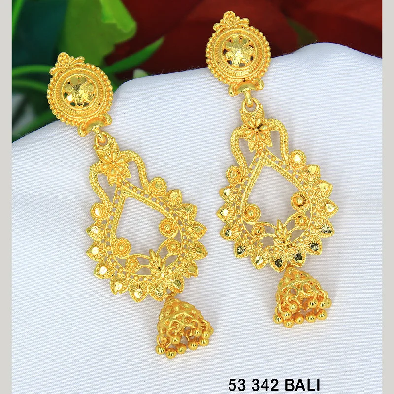 Minimalist Drop Earrings-Mahavir Dye Gold Jhumki Earrings