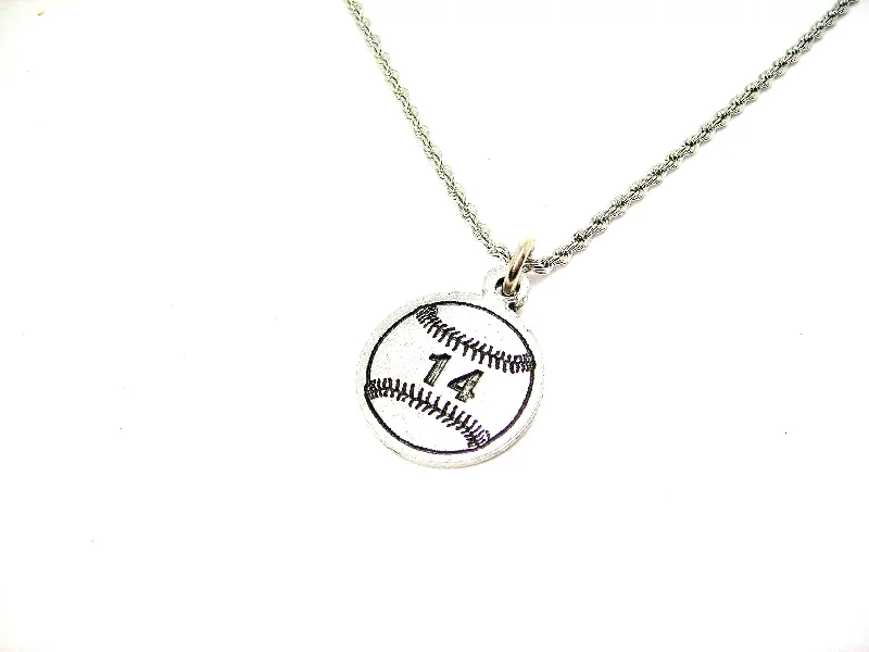 Simple Beaded Necklace-Baseball Softball Choose Your Number - 20" Stainless Steel Rope Necklace