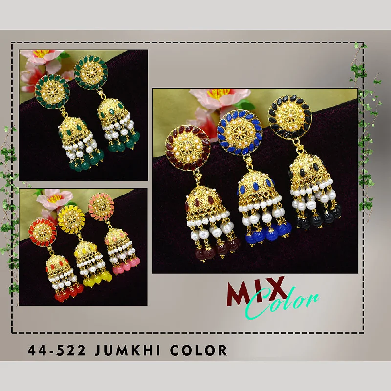 Beaded Dangle Earrings-Mahavir Gold Plated Jhumki Earrings