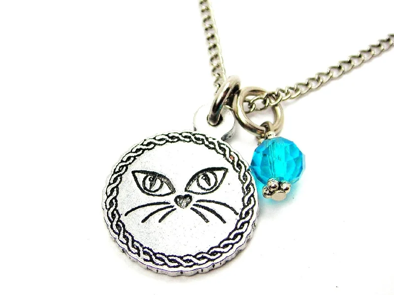 Statement Beaded Necklace-Kitty Face Circle Necklace