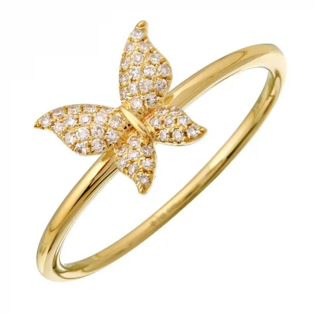 Two-Tone Wedding Ring-Diamond Butterfly Ring