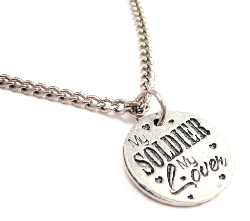 Handmade Gemstone Necklace-My Soldier My Lover Single Charm Necklace