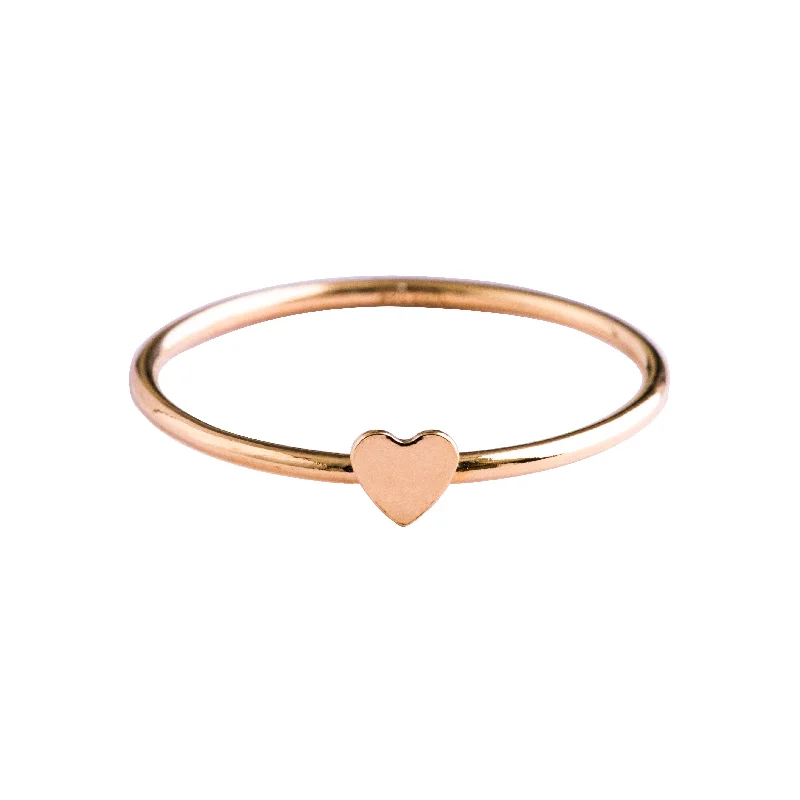 Titanium Wedding Ring-Gold Heart Stacking Ring