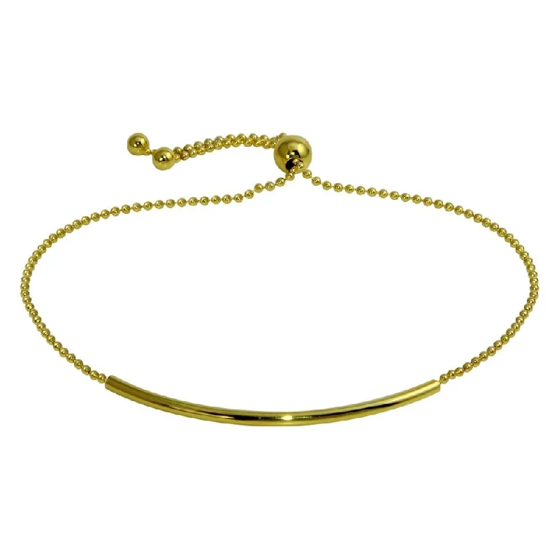 Adjustable Gemstone Bracelet-Gold Plated 925 Sterling Silver Tube Bead Bracelet - DIB00058GP