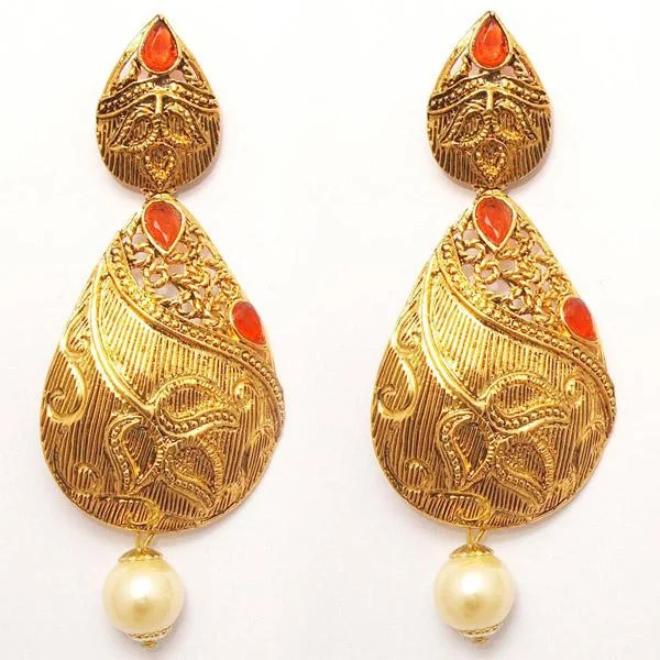 Swaying Earrings-Kriaa Zinc Alloy Gold Plated Stone Dangler Earring - 1307202A