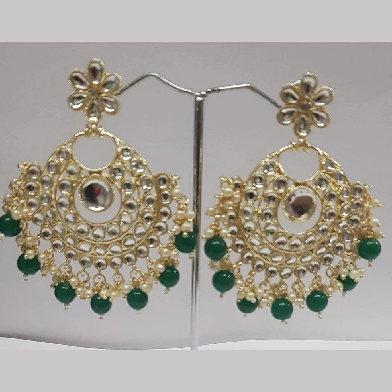 Gold Chain Earrings-Shreeji Kundan Stone Gold Plated Dangler Earrings - ShreejiEar28