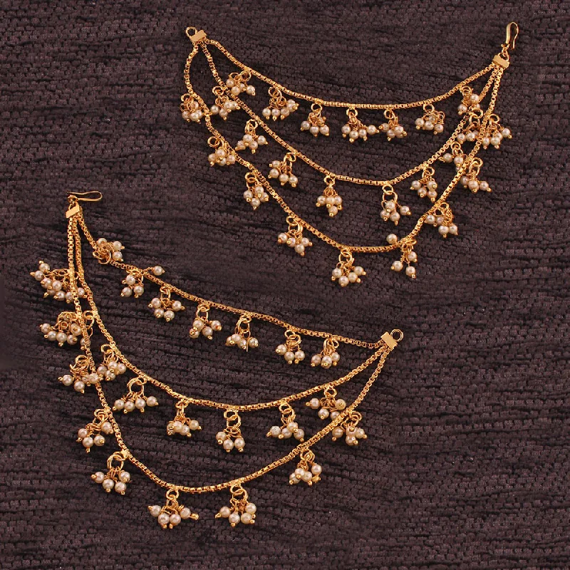 Diamond Stud Earrings-Etnico Gold Plated Hair Chain Earrings For Women (E2604Fl)