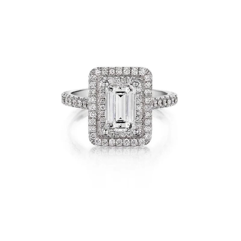 Green Diamond Engagement Ring-Emerald Cut Diamond Ring