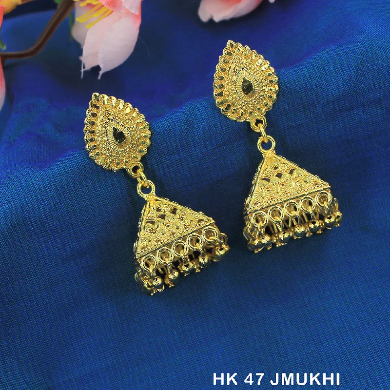 Contemporary Hoop Earrings-Mahavir Dye Gold Jhumki Earrings