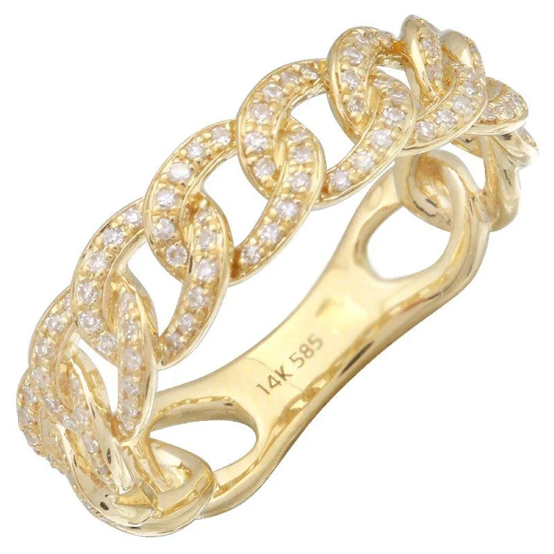 Wedding Ring with Eternity Band-Everyday Diamond Cuban Link Ring