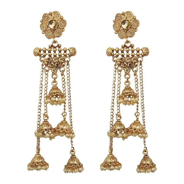 Green Gem Earrings-Kriaa Gold Plated  Stone Beads Dangler Earrings - 1313906