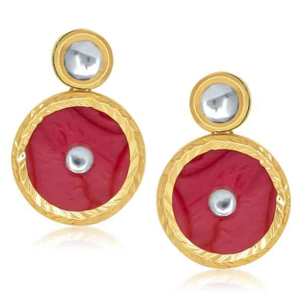 Gold Stud Earrings-Kriaa Gold Plated Kundan Resin Dangler Earrings - 1305414